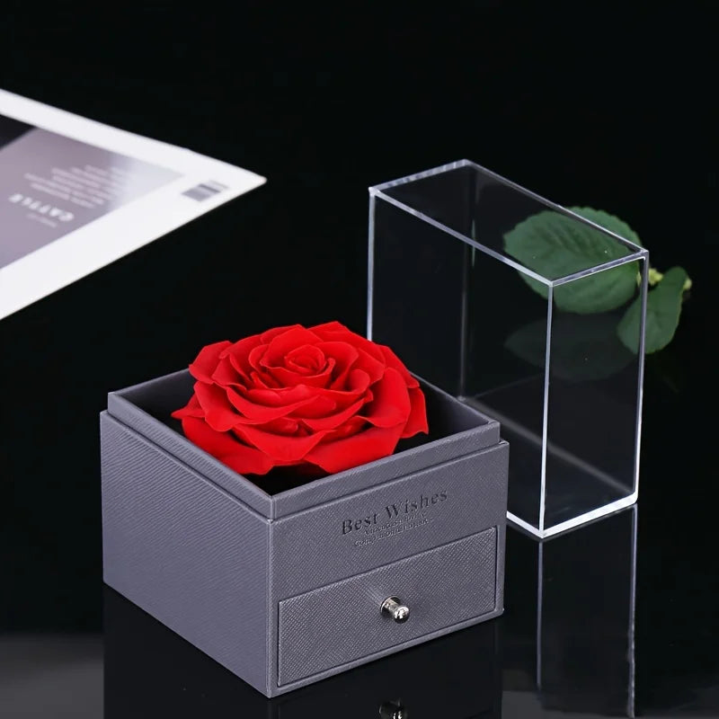 Elegante Herz-Zirkonia-Halskette mit luxuriöser Rosen-Geschenkbox für Damen